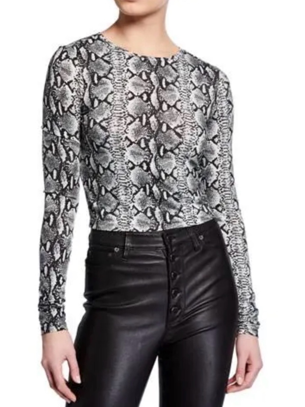ALICE + OLIVIA Delaina Snakeskin Print Crop Top- Large